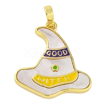 Halloween Theme Brass Enamel Pendants KK-S401-04G-B-1