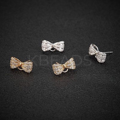 2Pairs 2 Color Brass Micro Pave Cubic Zirconia Earring Findings with Loop DIY-SZ0008-41-1