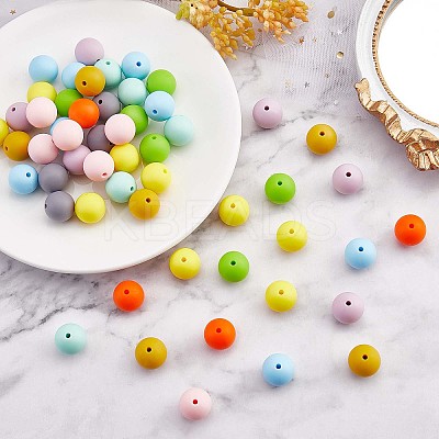 90Pcs Silicone Beads 15mm Round Silicone Bead Bulk Colorful Silicone Bead Kit for Keychain Jewelry DIY Crafts Making JX305A-1