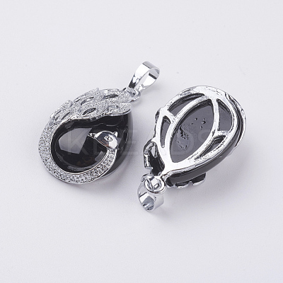 Natural Dyed & Heated Black Agate Pendants G-E442-04E-1