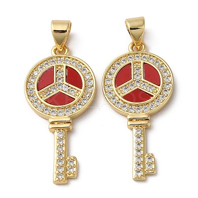 Brass Micro Pave Cubic Zirconia Pendants KK-D057-17G-1