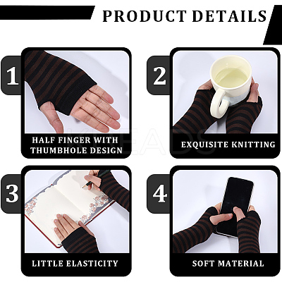 4 Pairs Acrylic Fiber Yarn Knitting Fingerless Gloves AJEW-DJ0001-58D-1