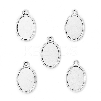 Tibetan Style Antique Silver Alloy Flat Oval Pendant Cabochon Settings LS-TIBEP-M022-36AS-1
