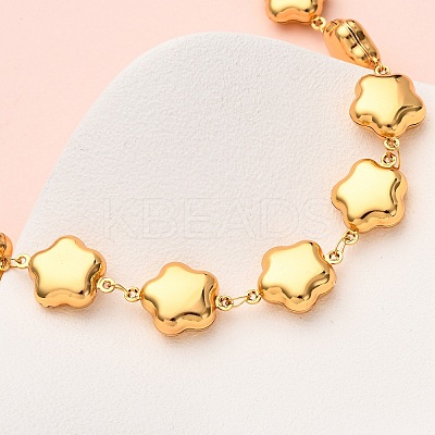 304 Stainless Steel Flower Link Chain Necklaces for Women NJEW-G178-11G-1