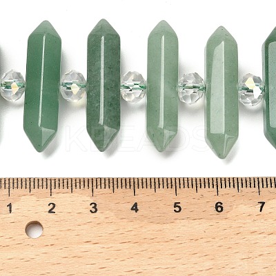 Natural Green Aventurine Double Terminated Point Beads Strands G-H069-B14-01-1
