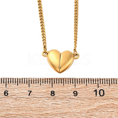 304 Stainless Steel Heart Pendant Necklaces for Women NJEW-Z065-06G-1