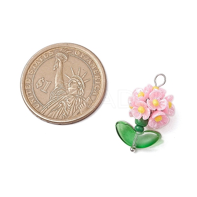 Glass Seed Beaded Flower Pendants X1-PALLOY-MZ00521-05-1