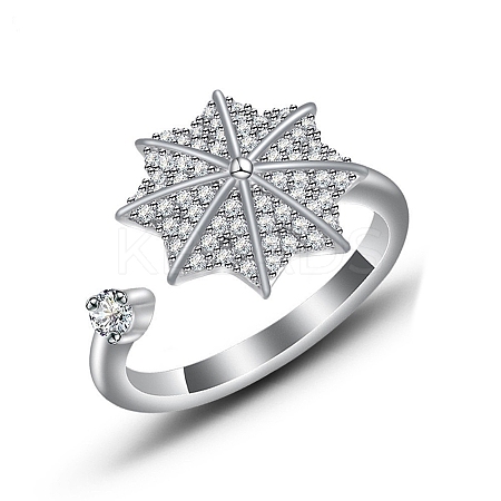 Cubic Zirconia Rotating Open Cuff Ring MATO-PW0001-061P-12-1