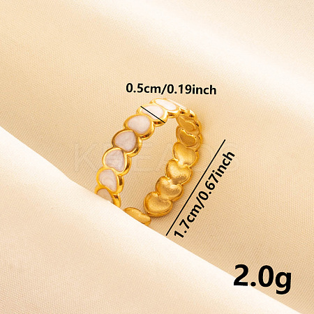 Heart 304 Stainless Steel Enamel Cuff Ring EH9292-2-1