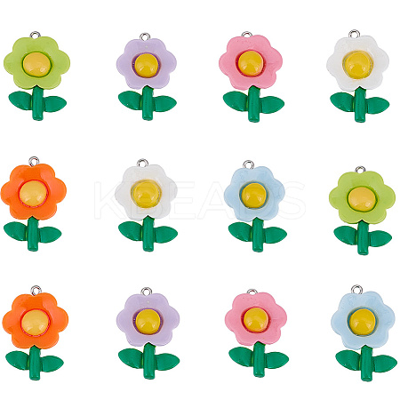 36Pcs 6 Colors Opaque Resin Pendants RESI-SP0001-14-1