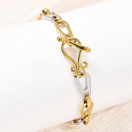 304 Stainless Steel Link Chain Bracelets for Women BJEW-C113-02GP-1