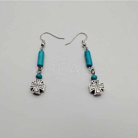 Bohemian Tassel Synthetic Turquoise & Alloy Dangle Earrings for Women RC4749-6-1