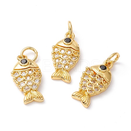Brass Micro Pave Clear Cubic Zirconia Pendants ZIRC-M118-04G-RS-1