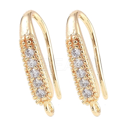 Brass Micro Pave Clear Cubic Zirconia Earring Hooks KK-U008-06G-1