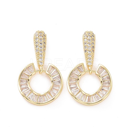 Cubic Zirconia Donut Dangle Stud Earrings EJEW-P224-15G-01-1