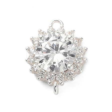 925 Sterling Silver Clear Cubic Zirconia Connector Charms STER-U009-02S-1