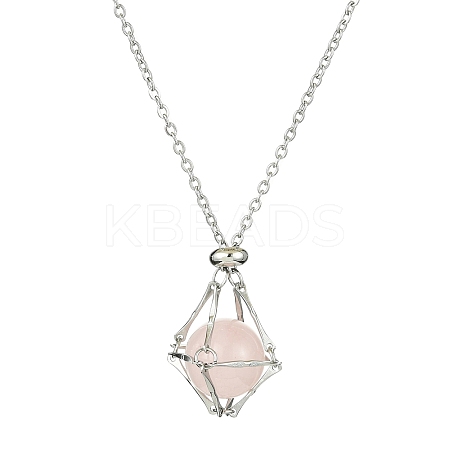 Crystal Cage Holder Necklace NJEW-JN04602-01-1