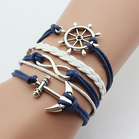 Imitation Leather Link Multi-strand Bracelets for Women Men WG5E2D4-07-1