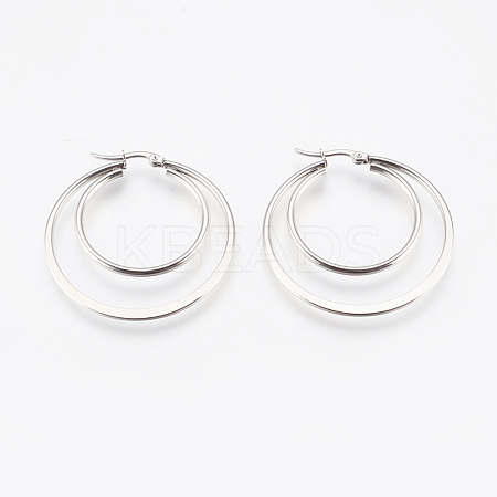 Tarnish Resistant 201 Stainless Steel Hoop Earrings EJEW-I213-B-02P-1