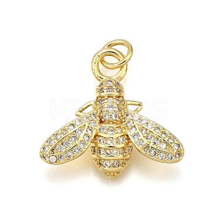 Rack Plating Brass Micro Pave Cubic Zirconia Pendants X-KK-K401-91G-1