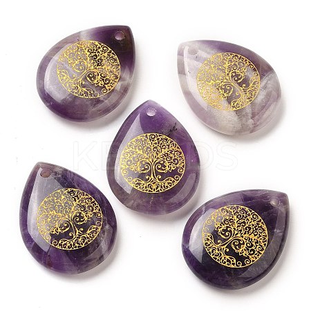 Natural Amethyst Drop Pendants G-C158-01L-1