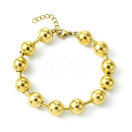 Ion Plating(IP) 304 Stainless Steel 10mm Round Ball Link Chain Bracelets for Women BJEW-C066-05C-G-1