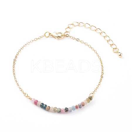 December Birthstone Natural Multicolor Tourmaline Beaded Bracelets X-BJEW-JB06092-12-1