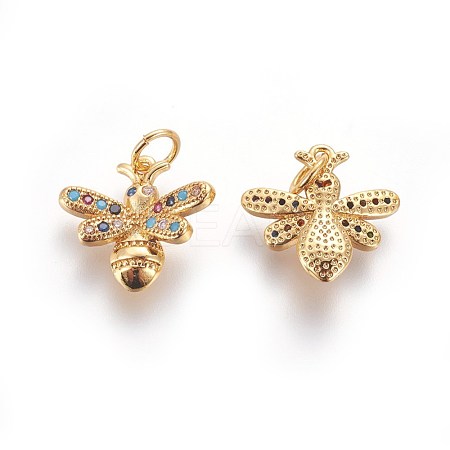 Brass Micro Pave Cubic Zirconia Charms X-ZIRC-E161-20G-1