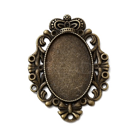 Tibetan Style Alloy Pendant Rhinestone Cabochon Settings TIBEP-5315-AB-FF-1