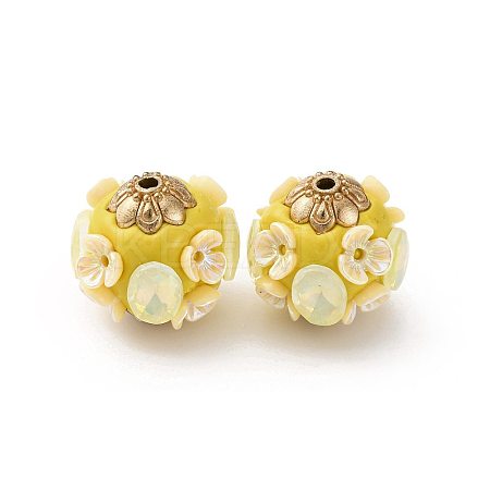 Handmade Resin Indonesia Round Beads IPDL-P005-23KCG-02-1