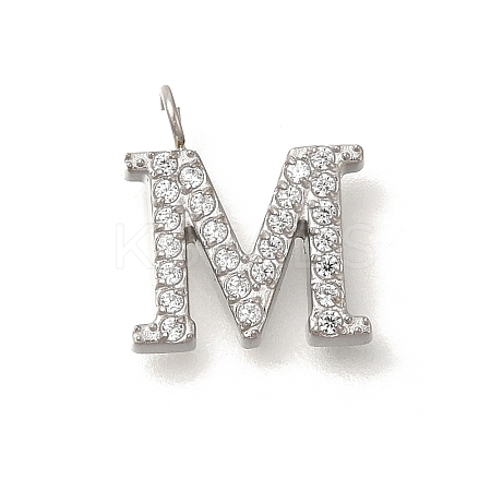 304 Stainless Steel Micro Pave Cubic Zirconia Pendants STAS-H228-06P-M-1
