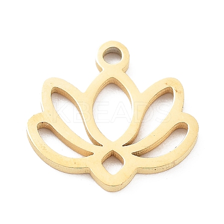 304 Stainless Steel Flower Lotus Charms X-STAS-Z054-02G-1