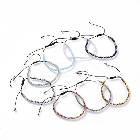 Adjustable Electroplate Glass Braided Bead Bracelets BJEW-JB04588-1