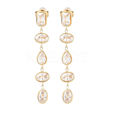 304 Stainless Steel Oval with Teardrop Tassel Stud Earrings EJEW-A161-05G-02-1