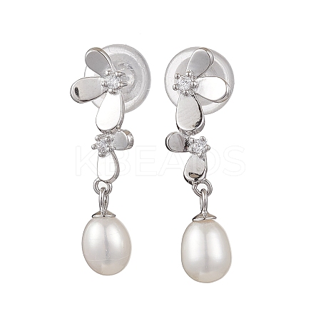 Natural Pearl Ear Studs EJEW-P286-05P-1