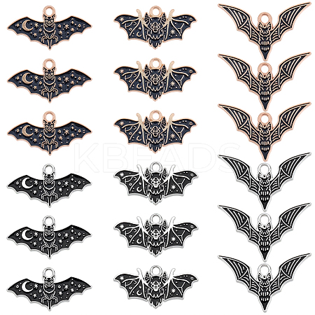 48Pcs 6 Styles Alloy Enamel Pendants ENAM-SC0007-40-1
