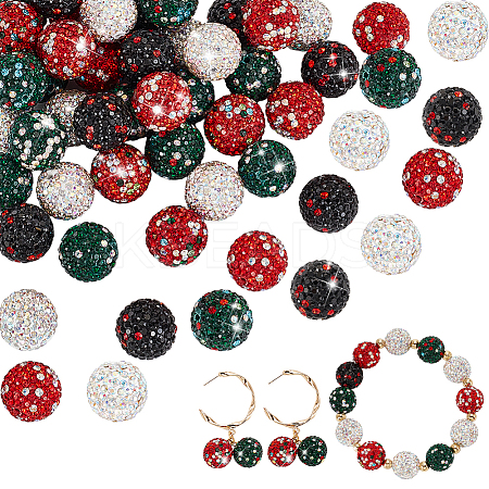 36Pcs 6 Colors Rhinestone Clay Pave Beads RB-PH0001-63-1
