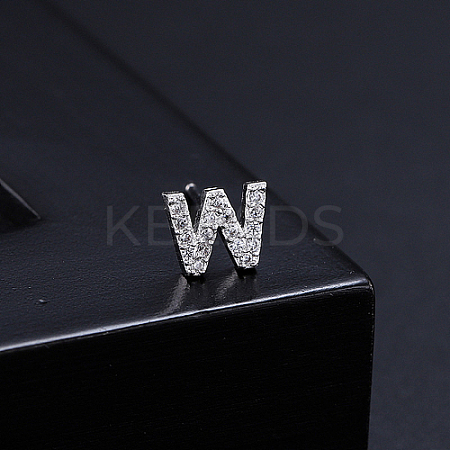 Platinum Brass Micro Pave Cubic Zirconia Stud Earrings XI6969-23-1