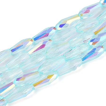 AB Color Plated Transparent Glass Teardrop Beads Strands EGLA-T029-08C-1
