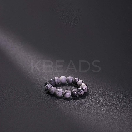 Natural Banded Agate Stretchy Finger Rings FS-WG01730-32-1