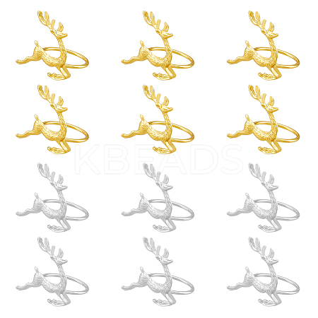 12pcs 2 Colors Alloy & Iron Napkin Rings AJEW-HY0001-11-1