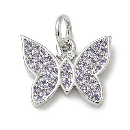 Rack Plating Brass Micro Pave Cubic Zirconia Pendants X-KK-K392-42P-1