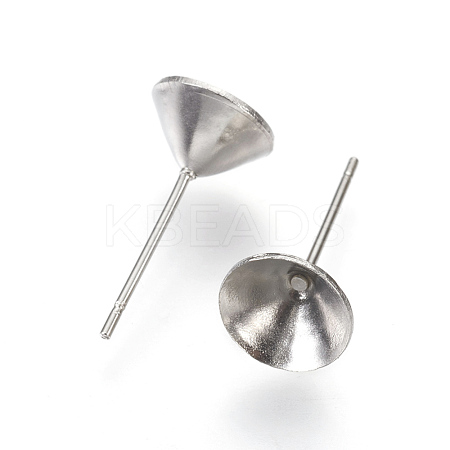 Non-Tarnish 304 Stainless Steel Post Stud Earring Settings STAS-E446-01E-P-1
