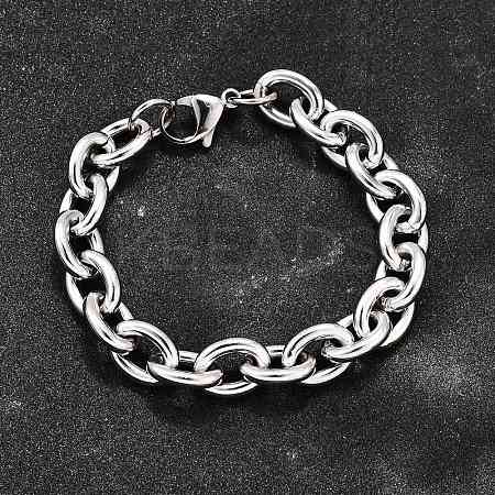 304 Stainless Steel Cable Chain Bracelets for Women LS-BJEW-Q050-01C-P-1