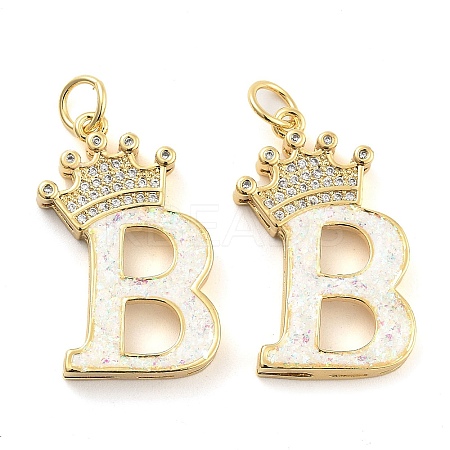 Brass Micro Pave Clear Cubic Zirconia Pendants KK-G498-01B-02-1