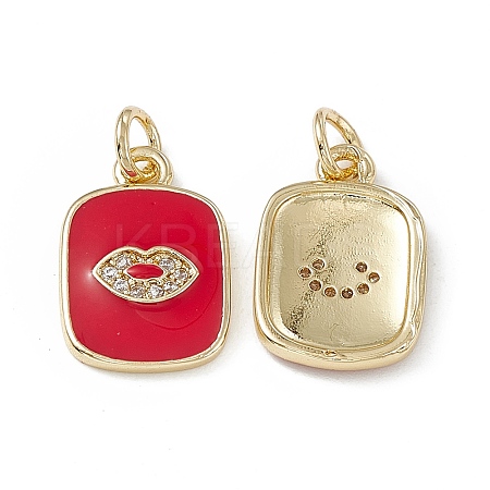 Brass Micro Pave Cubic Zirconia Charms KK-E068-VB436-2-1