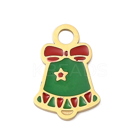 Christmas 304 Stainless Steel Enamel Charms STAS-I356-02G-07-1
