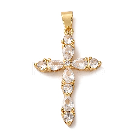 Brass Micro Pave Clear Cubic Zirconia Pendants LS-ZIRC-M117-37G-1