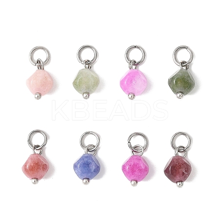 Natural Colorful Tourmaline Dice Charms PALLOY-JF04580-02-1