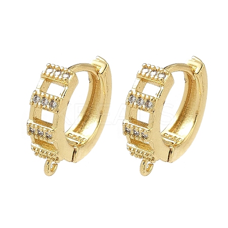 Brass Micro Pave Clear Cubic Zirconia Hoop Earring Findings KK-G536-08G-1